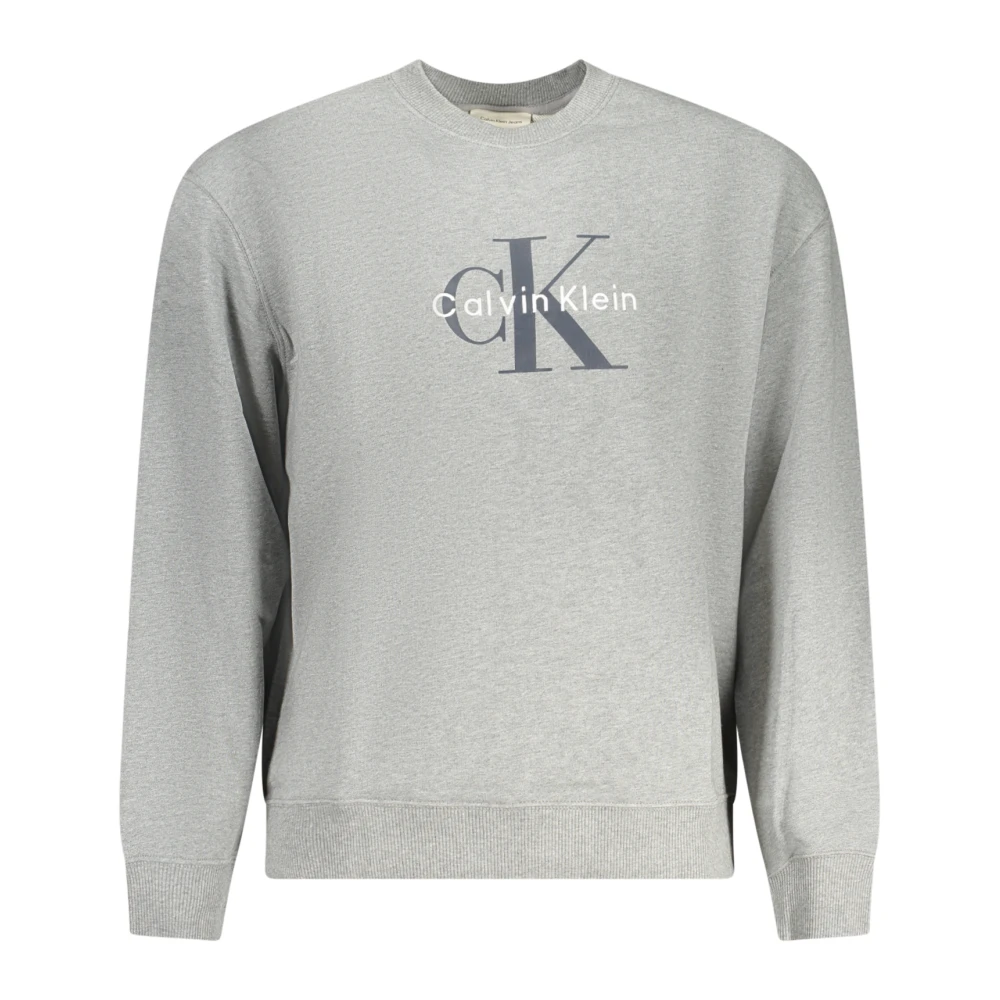 Calvin Klein Men's Gray Sweatshirts, Xl, Terry Monologo Relaxed Sweatshirt