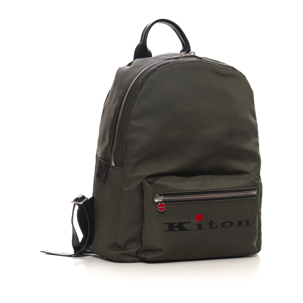 Kiton Stijlvolle leren details rugzak Green Heren