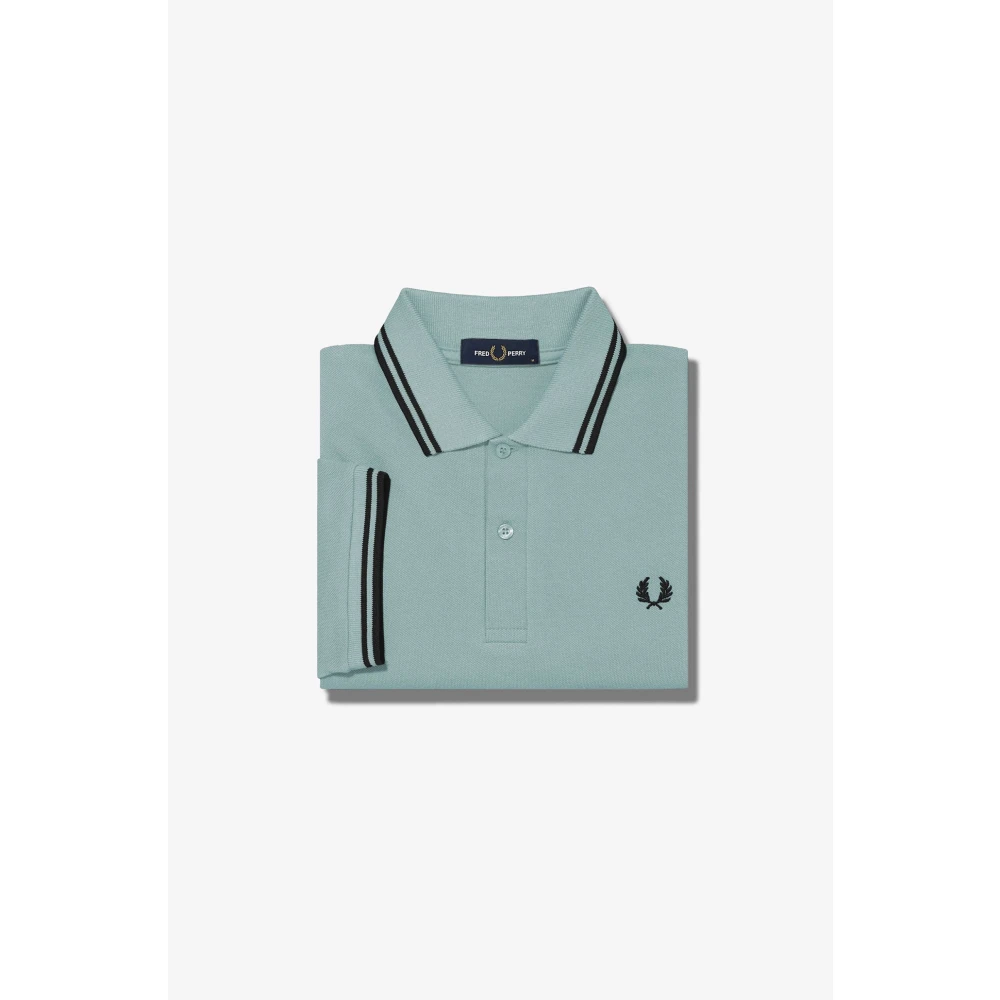 Fred Perry Slim Fit Twin Tipped Polo in Zilverblauw Zwart Blue Heren