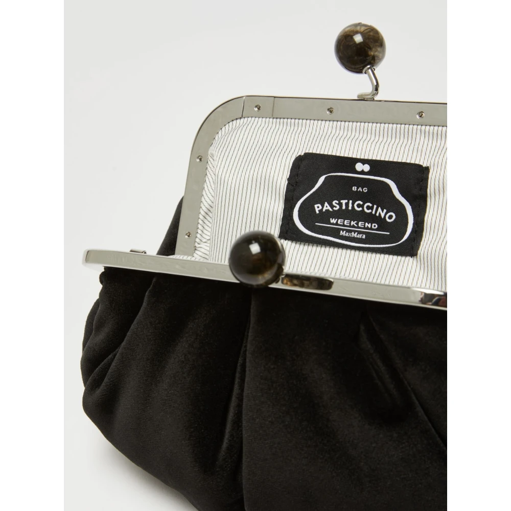 Max Mara Weekend Satijnen Franje Mini Tas Black Dames