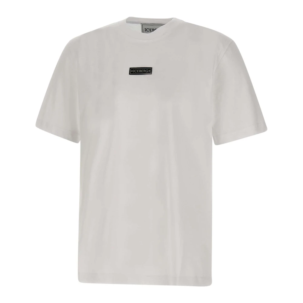 Iceberg White T-Shirts, Male, S, Embroidered T-Shirt With Peanuts Back Print