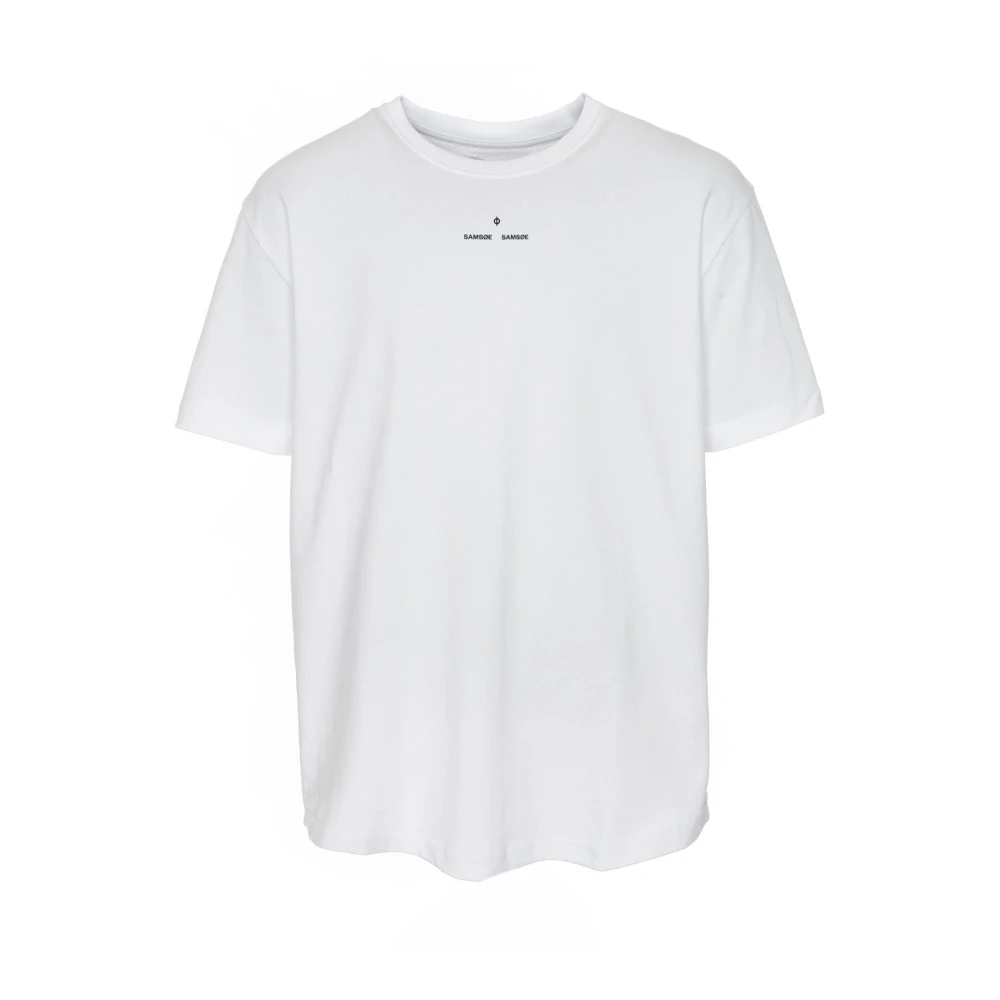 Samsøe Casual T-shirt met labelprint White Heren