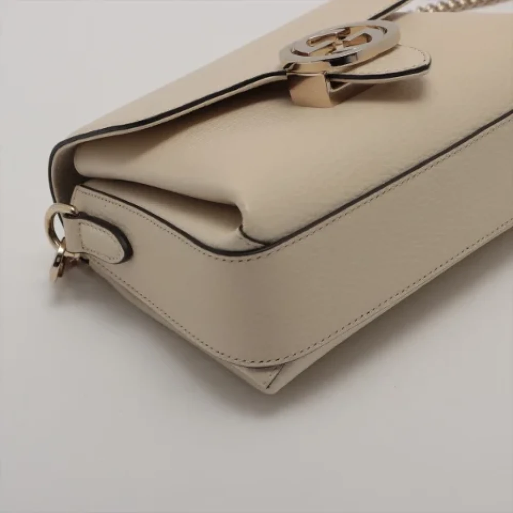 Gucci Vintage Beige Leren Gucci Schoudertas Beige Dames