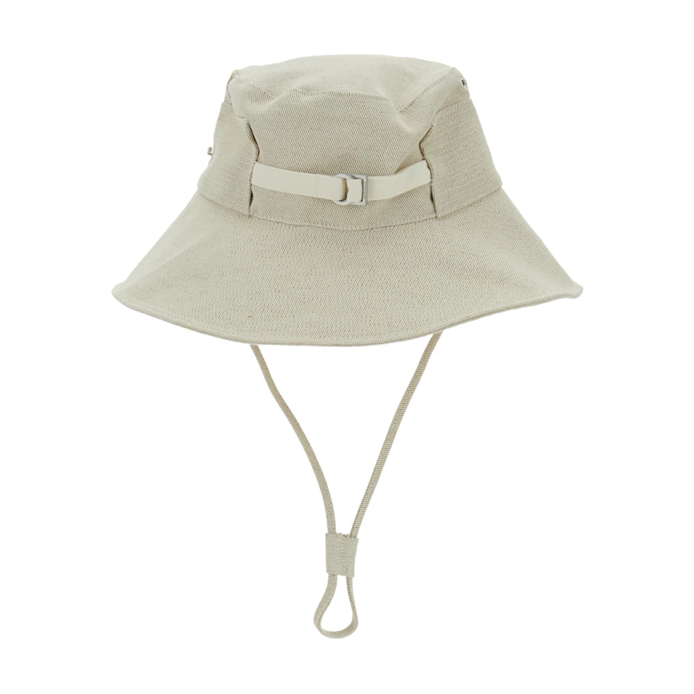 Jacquemus Witte Bucket Hat met Logo Lettering White Heren