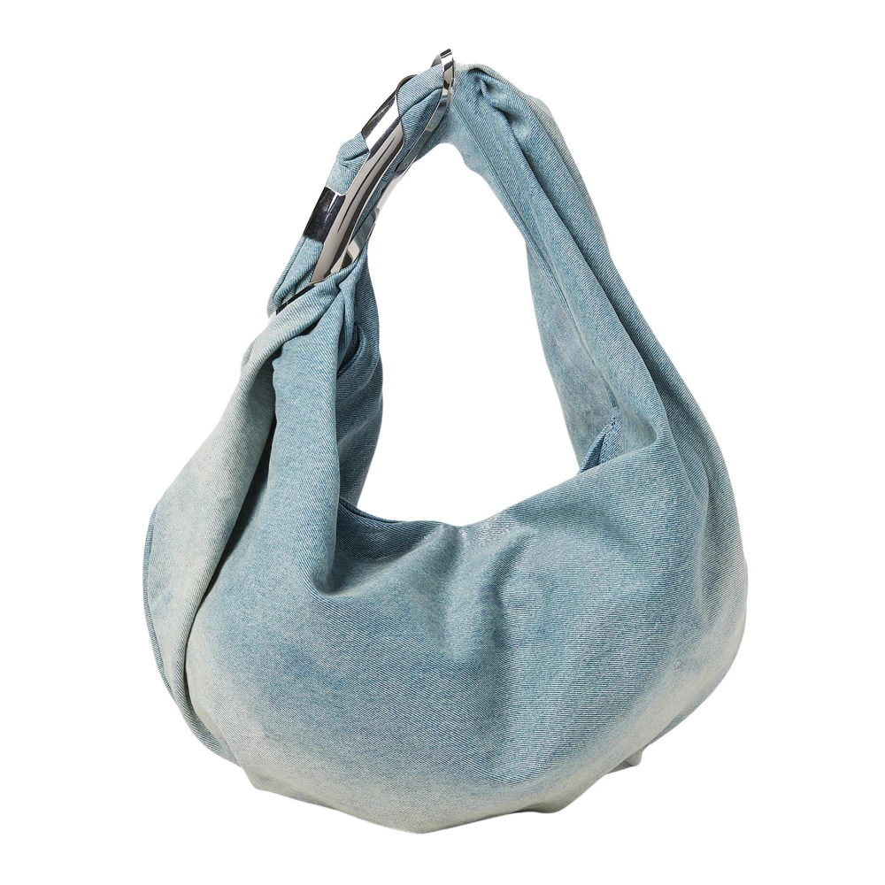 Diesel Grab-D Hobo M Hobo bag in reflective solarised denim Blue Dames