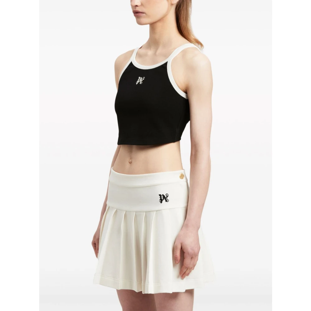 Palm Angels Zwarte mouwloze top met logo print Black Dames