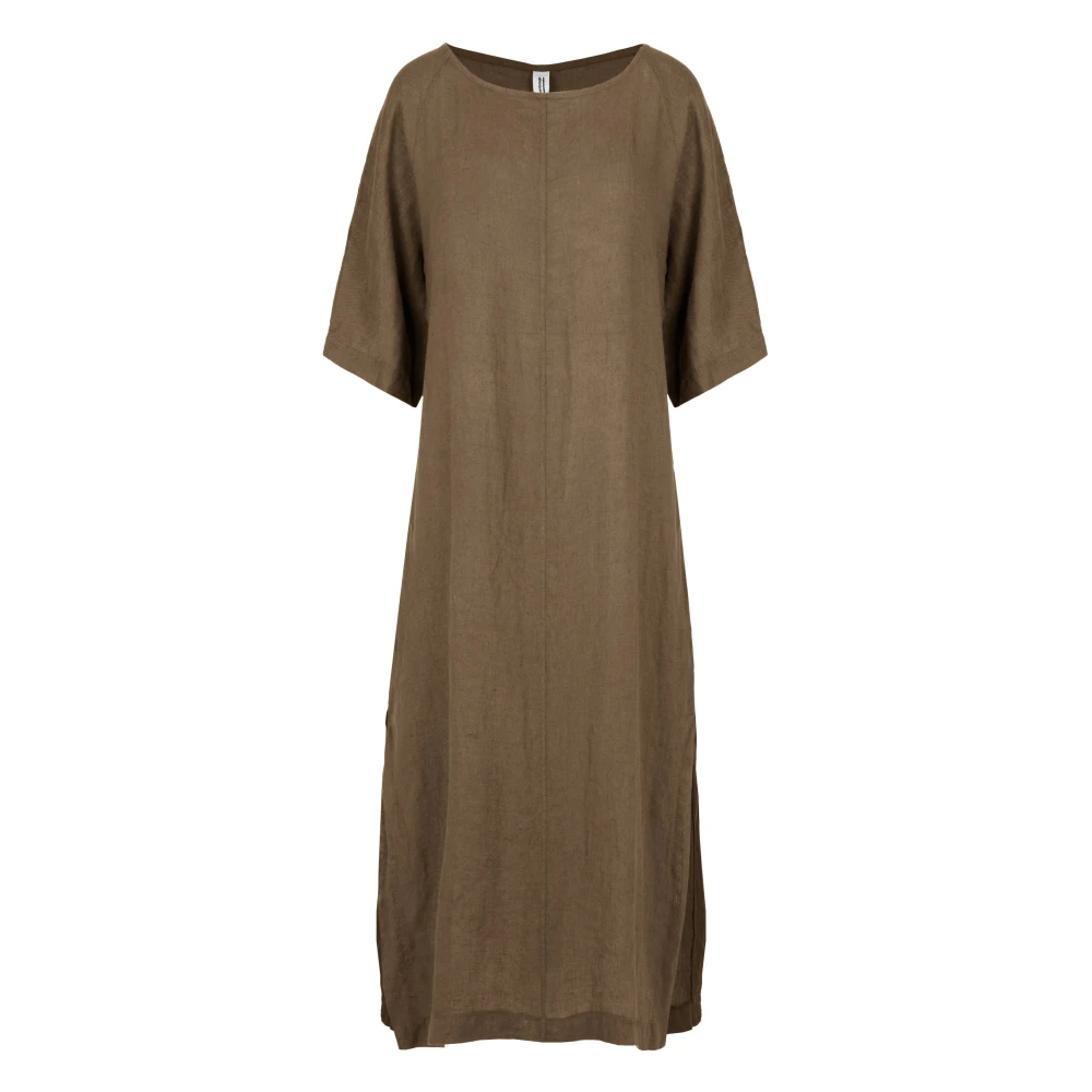 Bomboogie Donna Marrone - Abito Dritto In Lino - Dresses - L