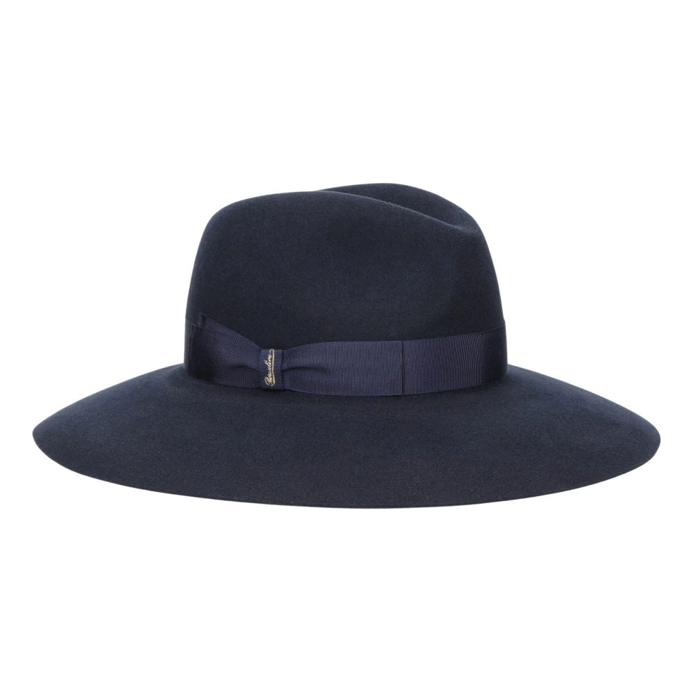 Borsalino Navy Blauwe Wollen Vilthoed Blue Dames