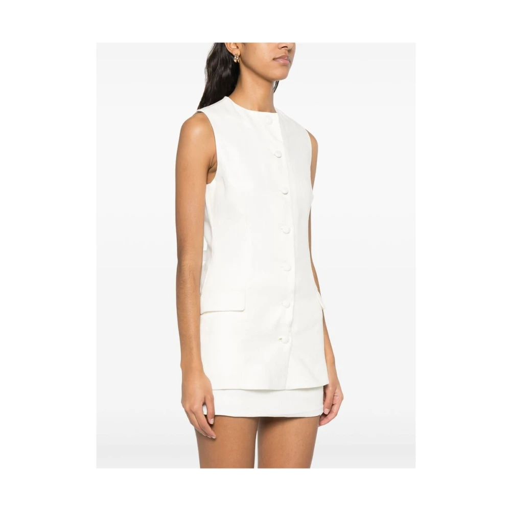 Faithfull the Brand Witte Mouwloze Vest met Klepzakken White Dames