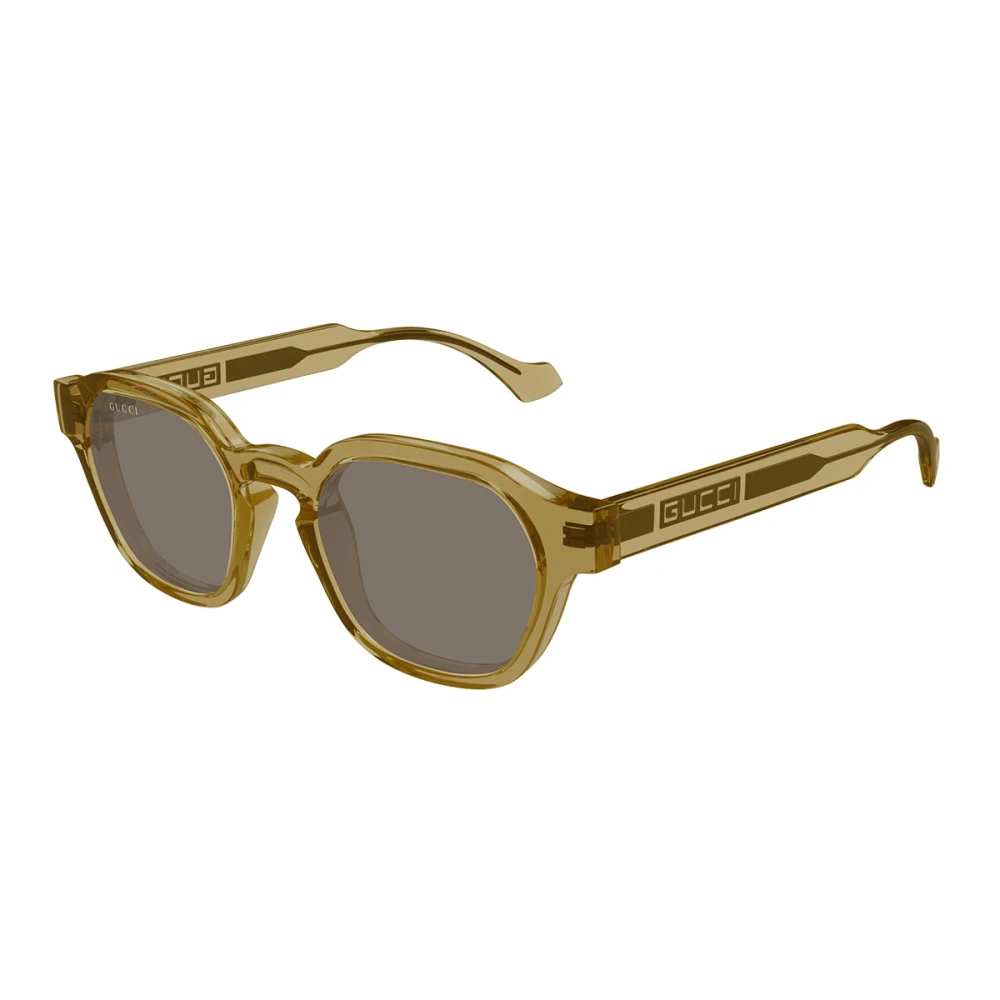 Gucci Stilrena solglasögon med bruna linser Yellow, Unisex