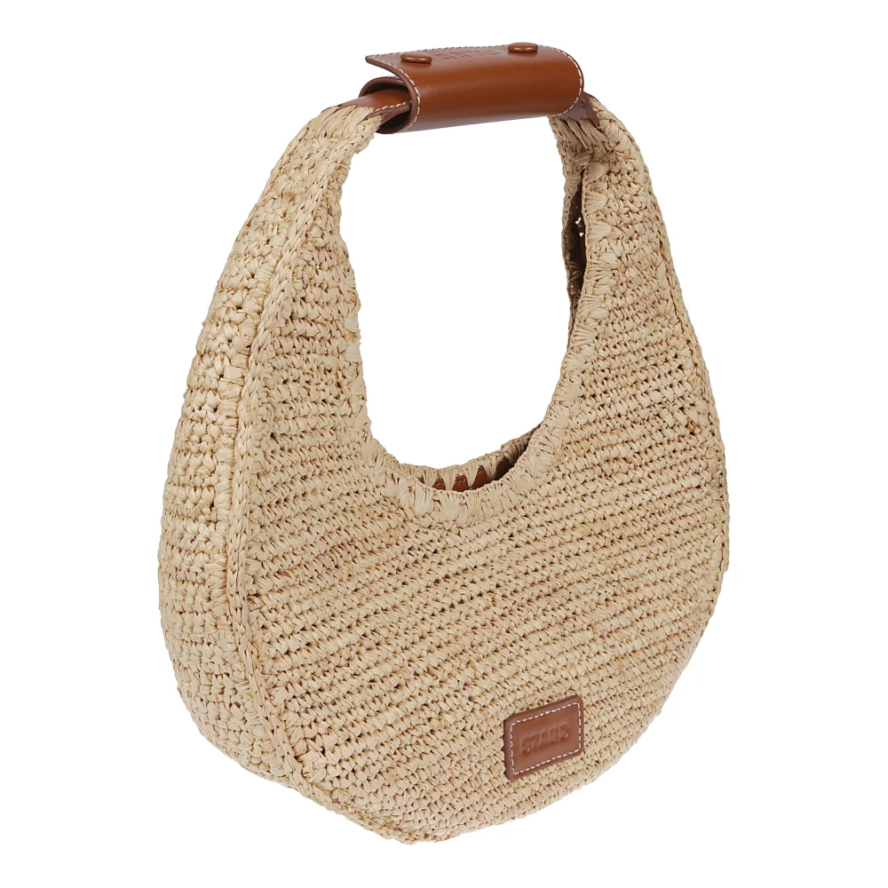 Staud Raffia Tote Tas met Maandesign Beige Dames