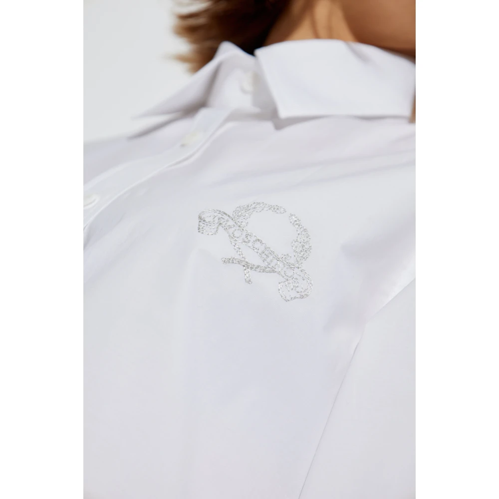 Moschino Katoenen shirt met geborduurd logo White Dames
