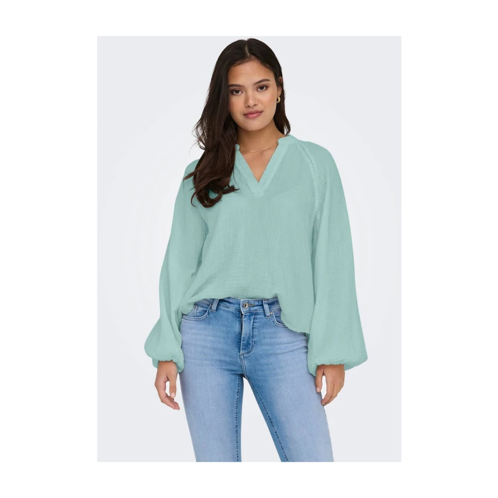 Only V-Hals Blouse Lange Mouw Green Dames