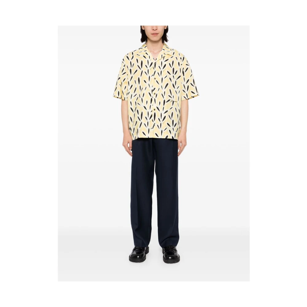 Jacquemus Gele Camp Kraag Korte Mouw Overhemd Beige Heren