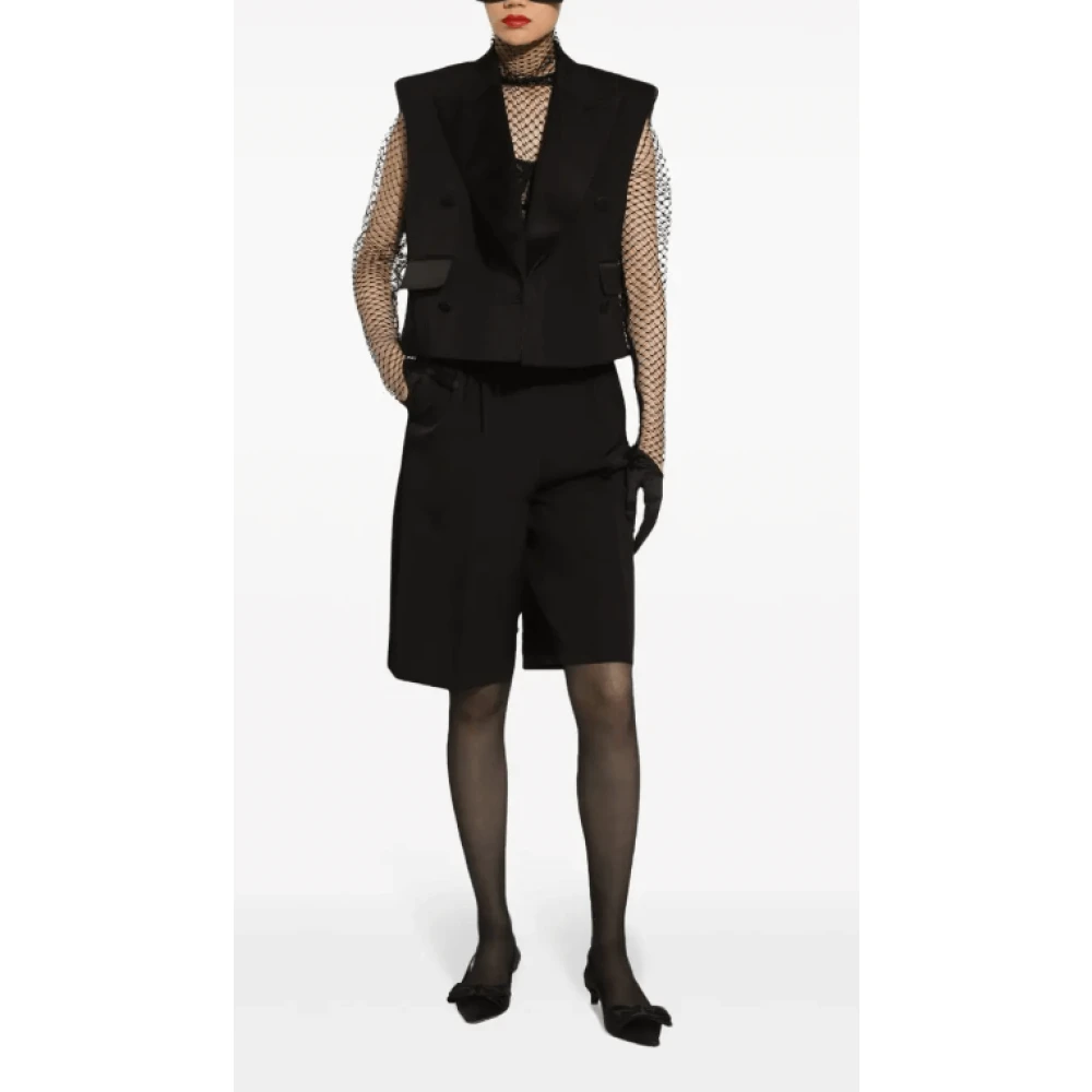 Dolce & Gabbana Zwarte Mesh Blouse Hoge Hals Lange Mouwen Black Dames