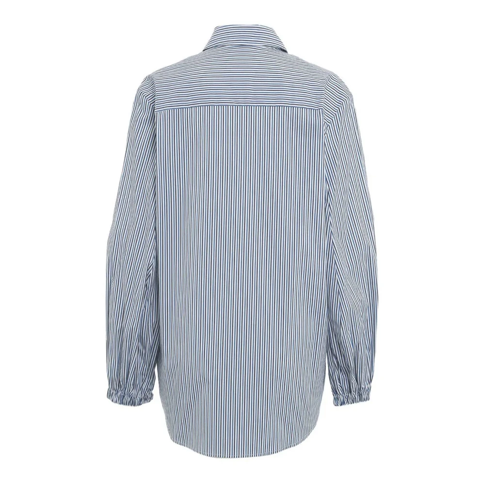 Semicouture Gestreept Katoenen Overhemd Blauw Blue Dames