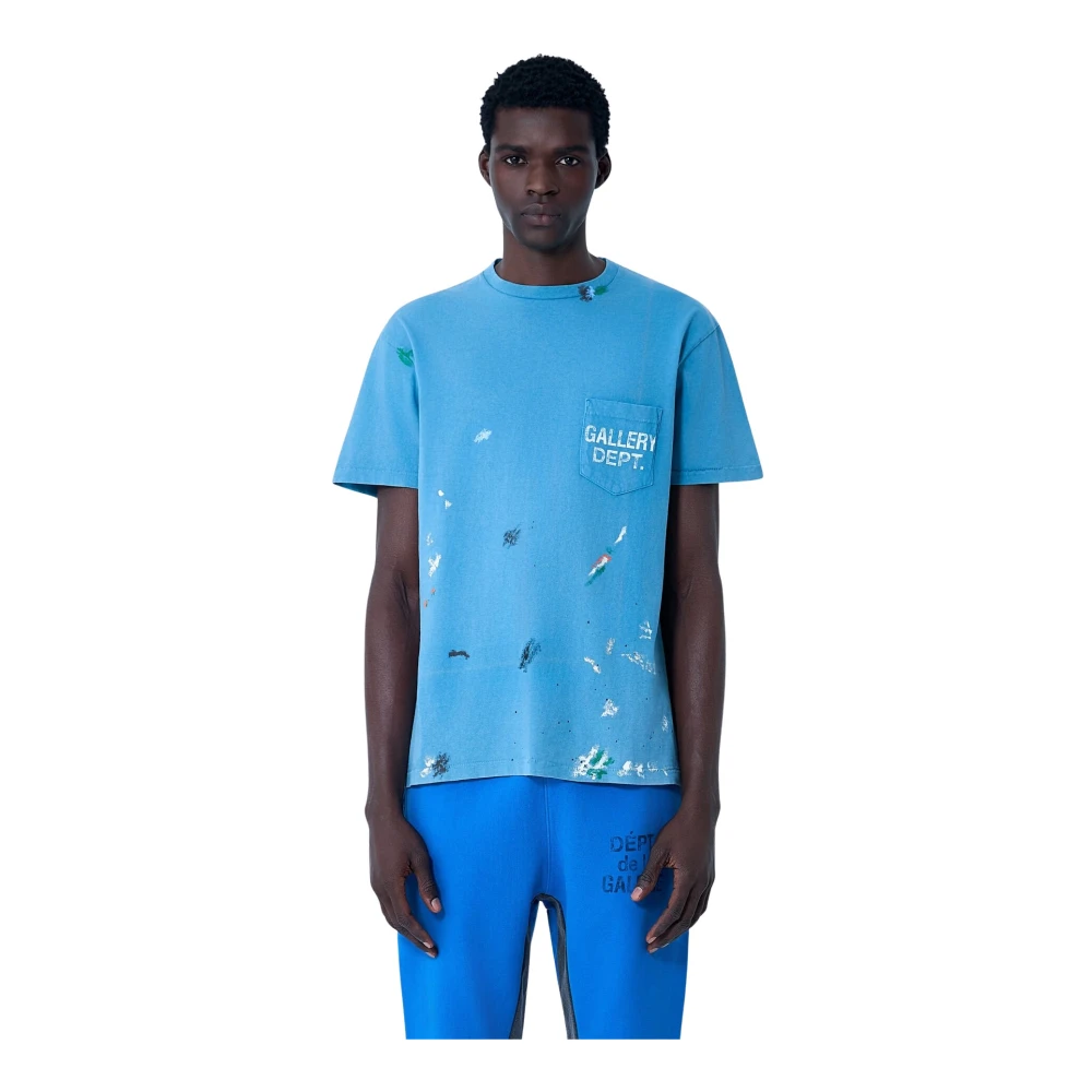 Gallery Dept. Blue T-Shirts, Male, M, Logo Motif T-Shirt