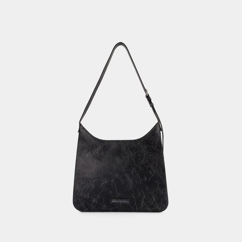 Acne Studios Zwarte Leren Schoudertas met Ketting Black Dames