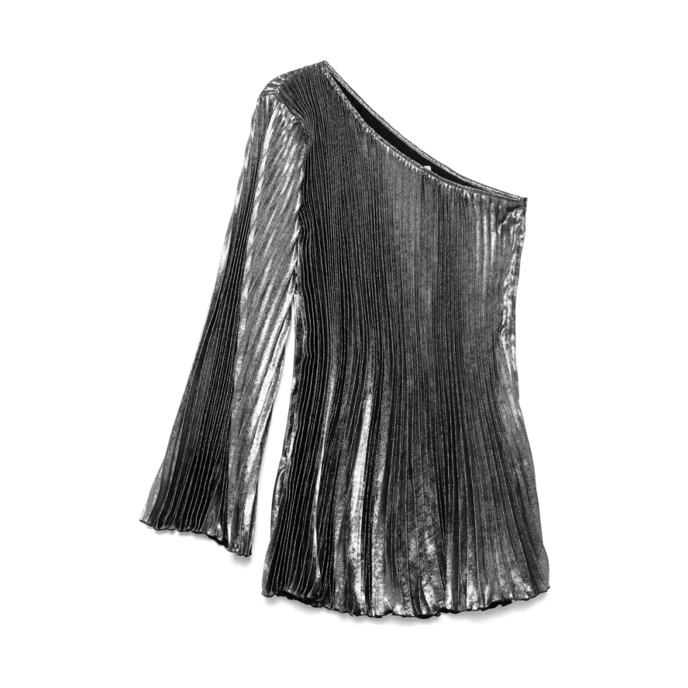 L'idée Een-Schouder Antracietgrijze Geplooide Jurk Gray Dames