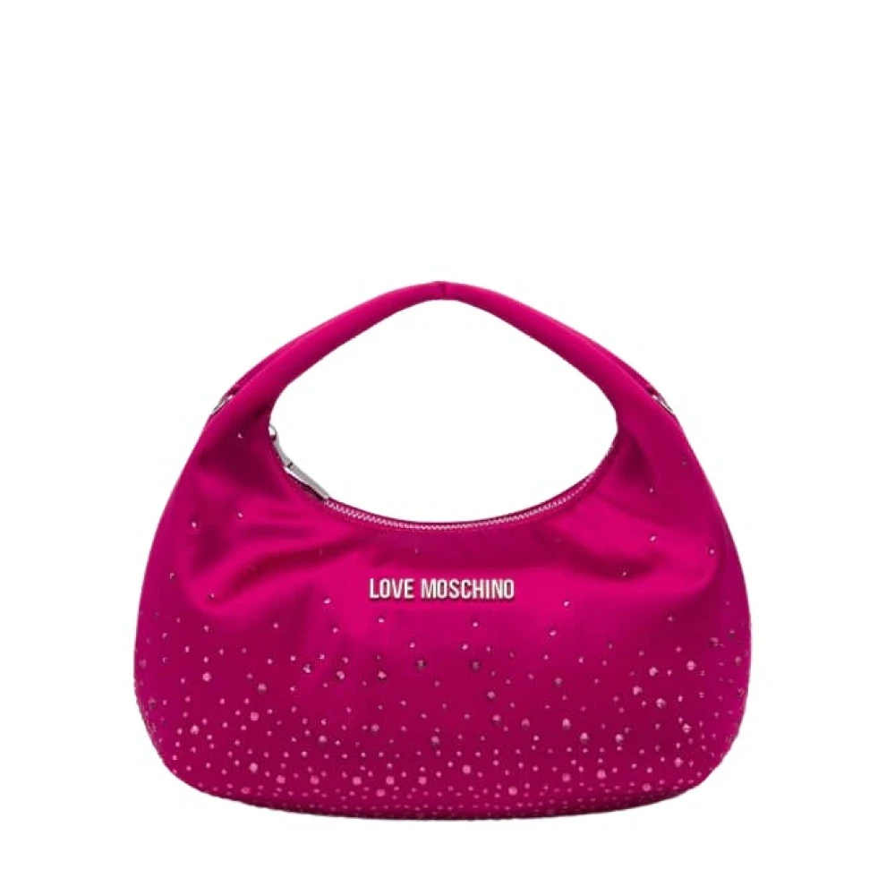 Love Moschino Fuchsia Hobo Tas met Strass Decoratie Pink Dames