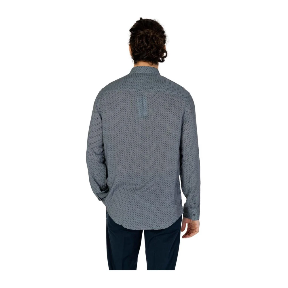 Armani Exchange Viscose Lange Mouw Shirt Collectie Lente Zomer Gray Heren