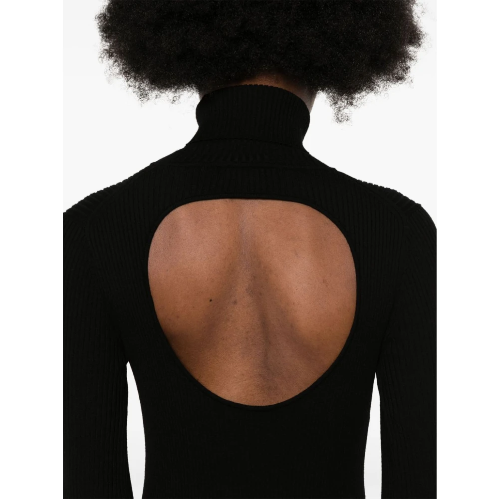 P.a.r.o.s.h. Zwarte Gebreide Jurk met Uitsparingen Black Dames