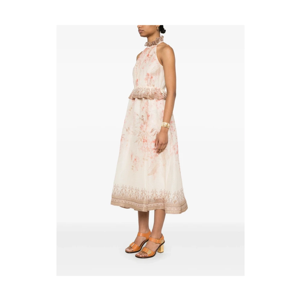 Zimmermann Gerimpelde Kraag Roze Jurk Multicolor Dames