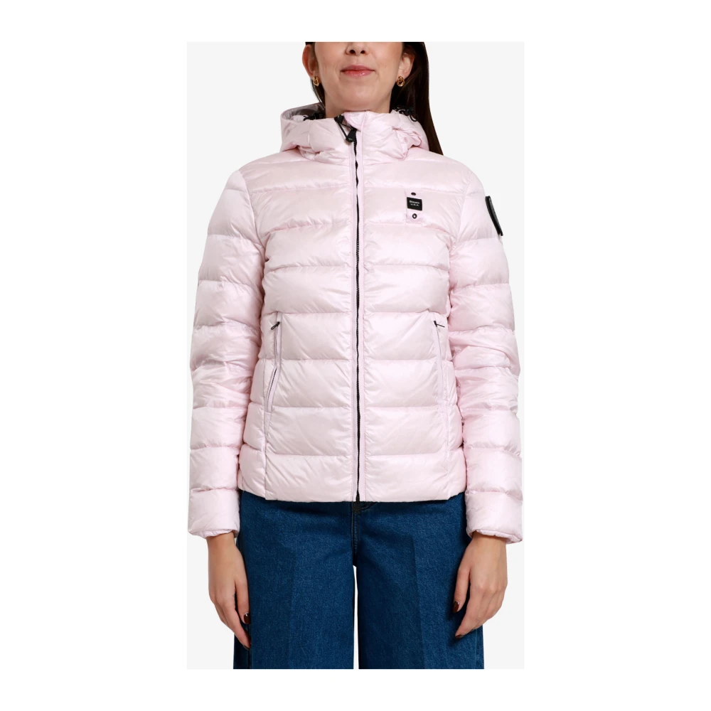 Blauer Waterafstotende gewatteerde jas met donsvulling Pink Dames