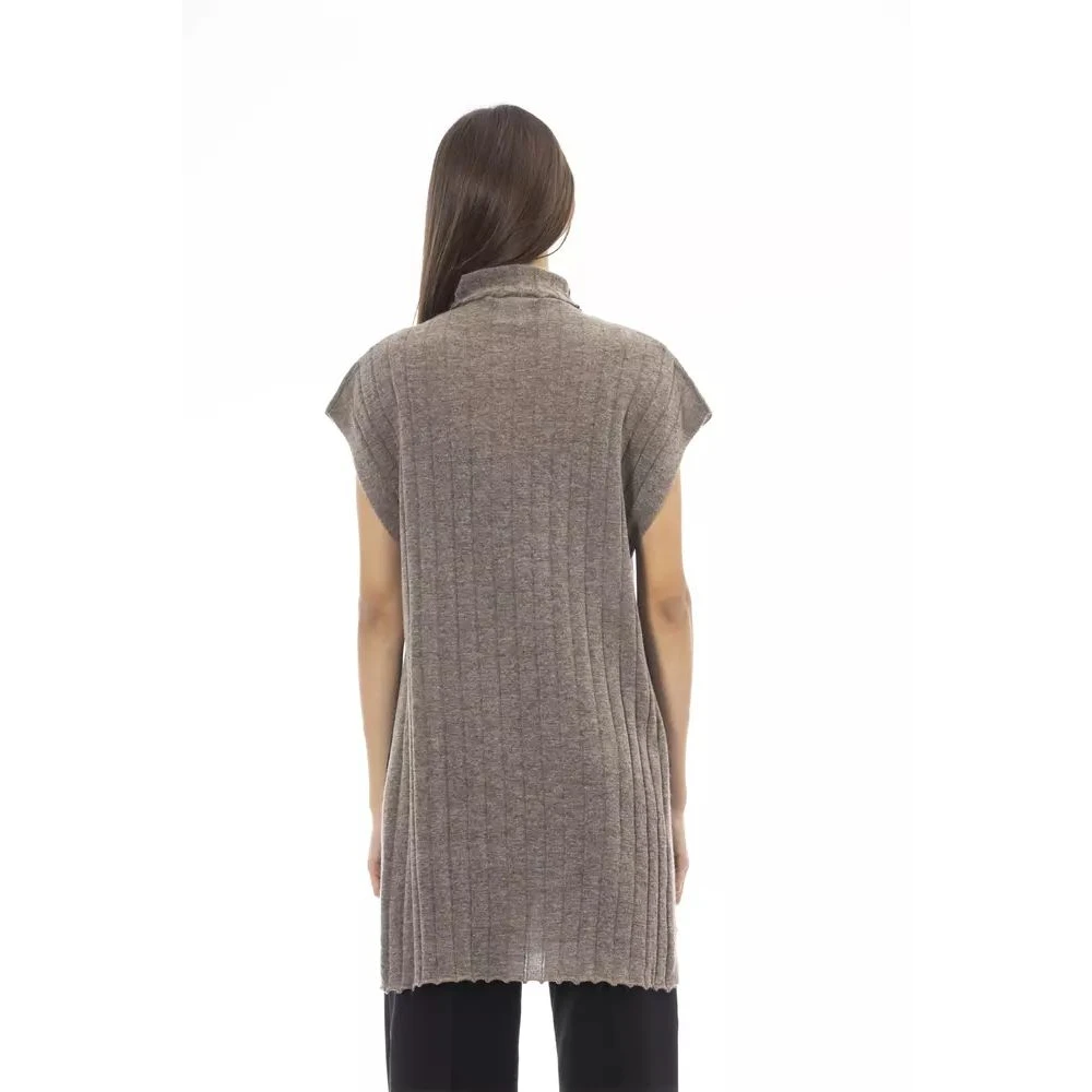 Alpha Studio Gezellige Alpaca Turtleneck Sweater met spleten Brown Dames