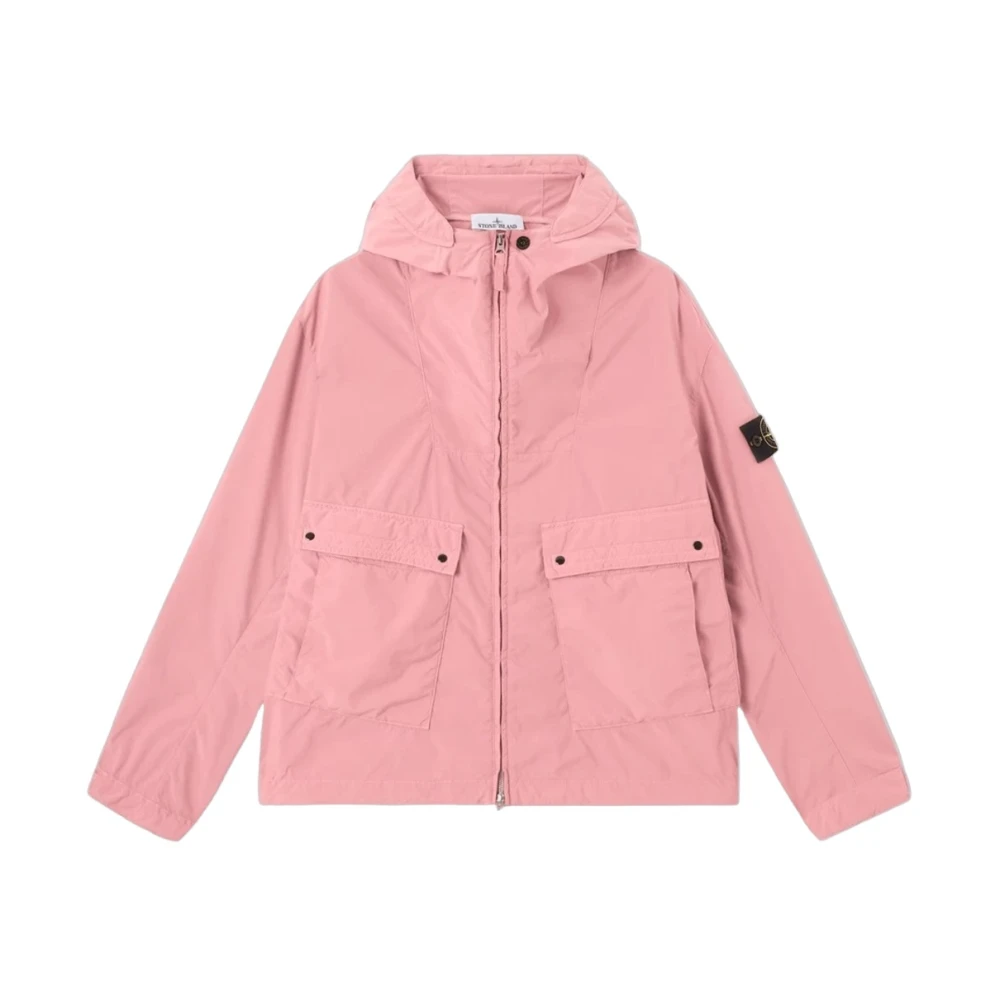 Stone Island Pink Light Jackets, Male, Xl, Light Compact Touch Poly-Tc Short Parka