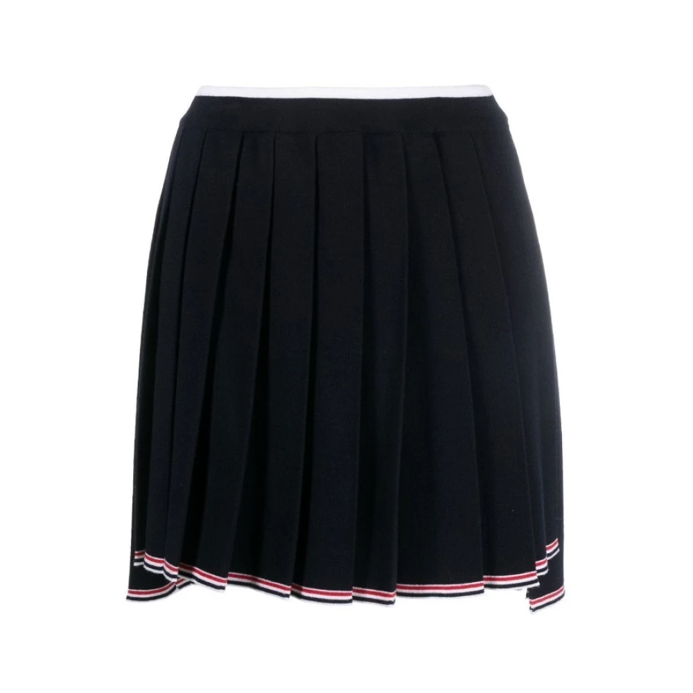 Thom Browne Geplooide Mini Rok van Merinowol Blue Dames