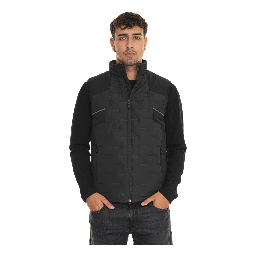 Boss Gewatteerd Vest met Rits en Koordtaille Black Heren