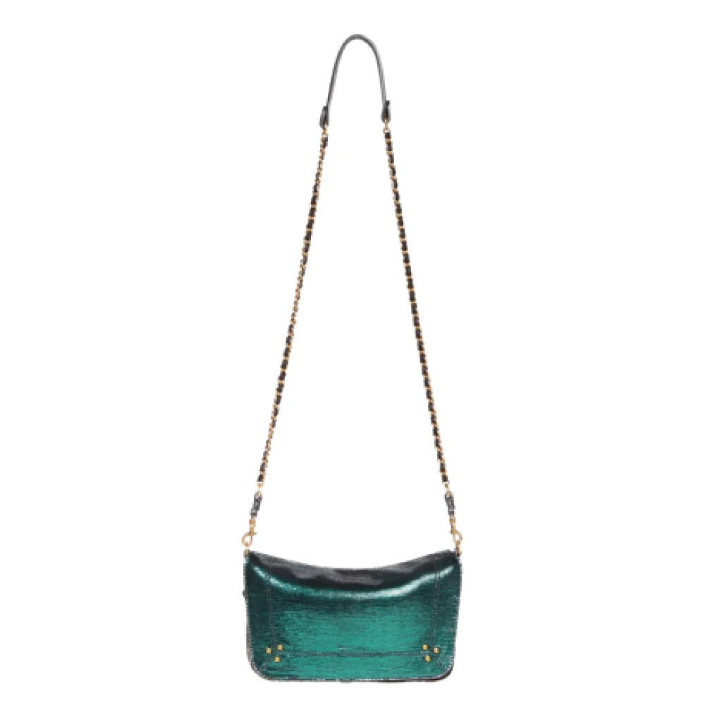 Jérôme Dreyfuss Lamé Leren Crossbody Tas Green Dames