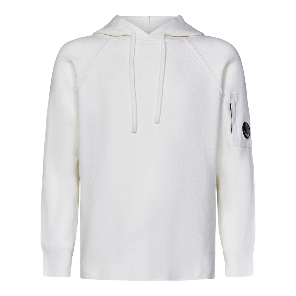 C.P. Company Witte Wollen Hoodie Aw24 White Heren