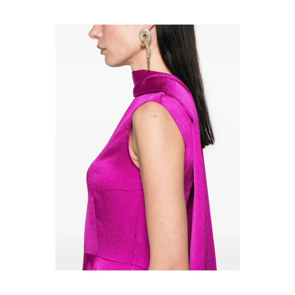 Solace London Fuchsia Roze Mouwloze Jurk met Sjaal Pink Dames