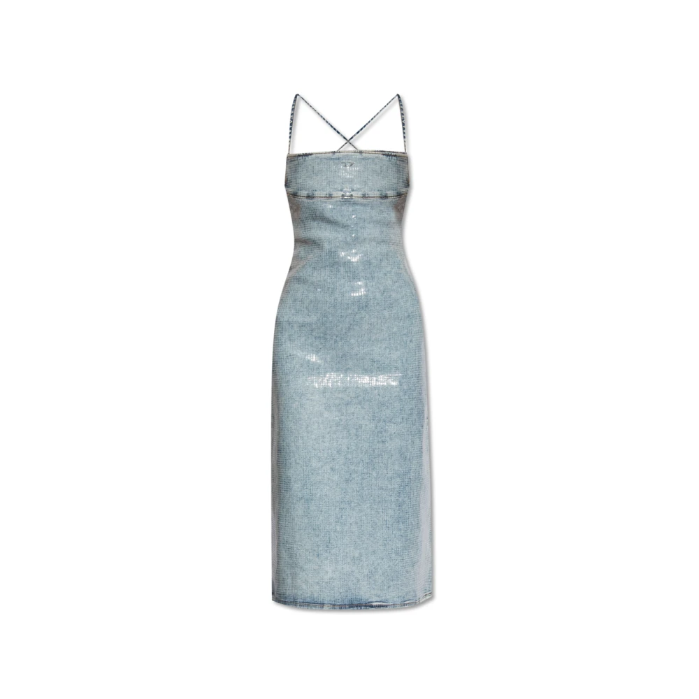 Diesel Women's Blue Midi Dresses, S, Strapless Denim Dress
