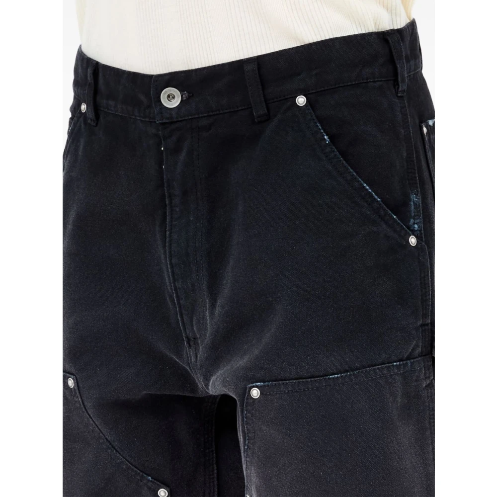 Maison Margiela Zwarte Denim Shorts Met Distressed Look Black Heren