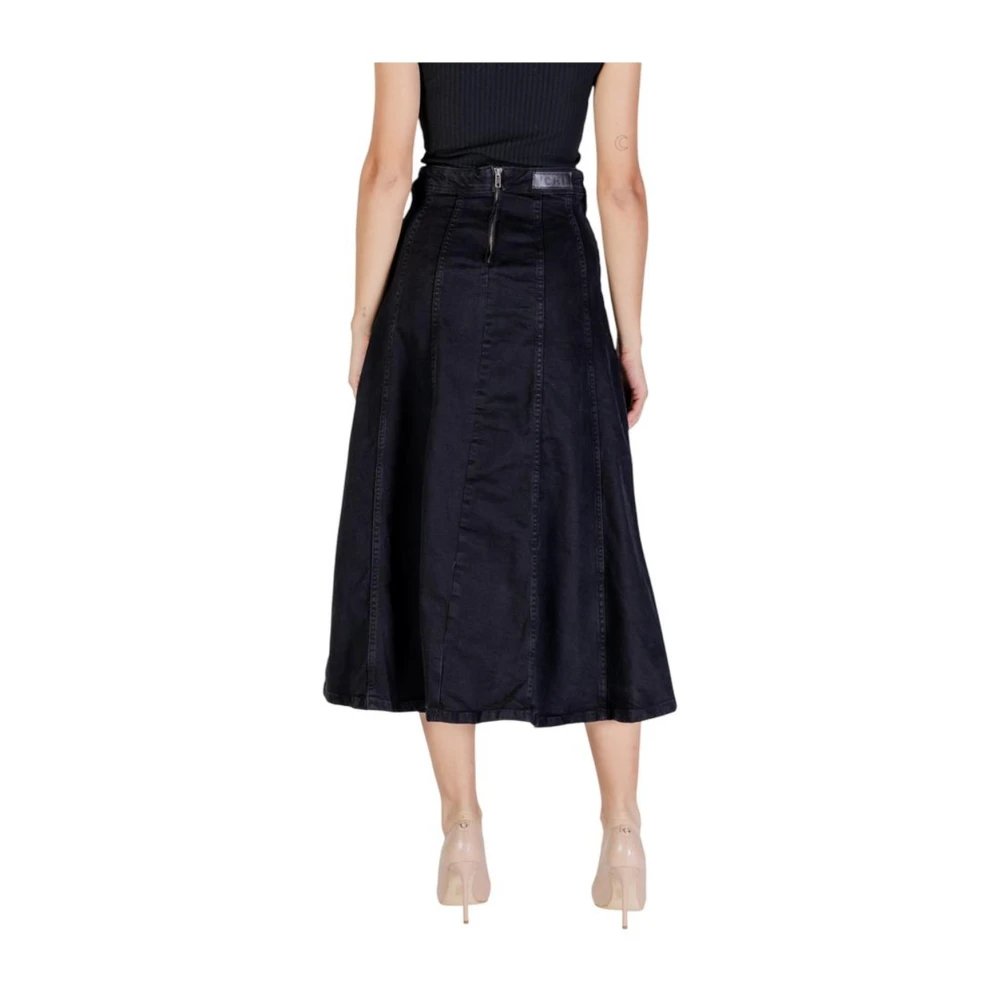 Ichi Zwarte katoenen rok met elastaan Black Dames