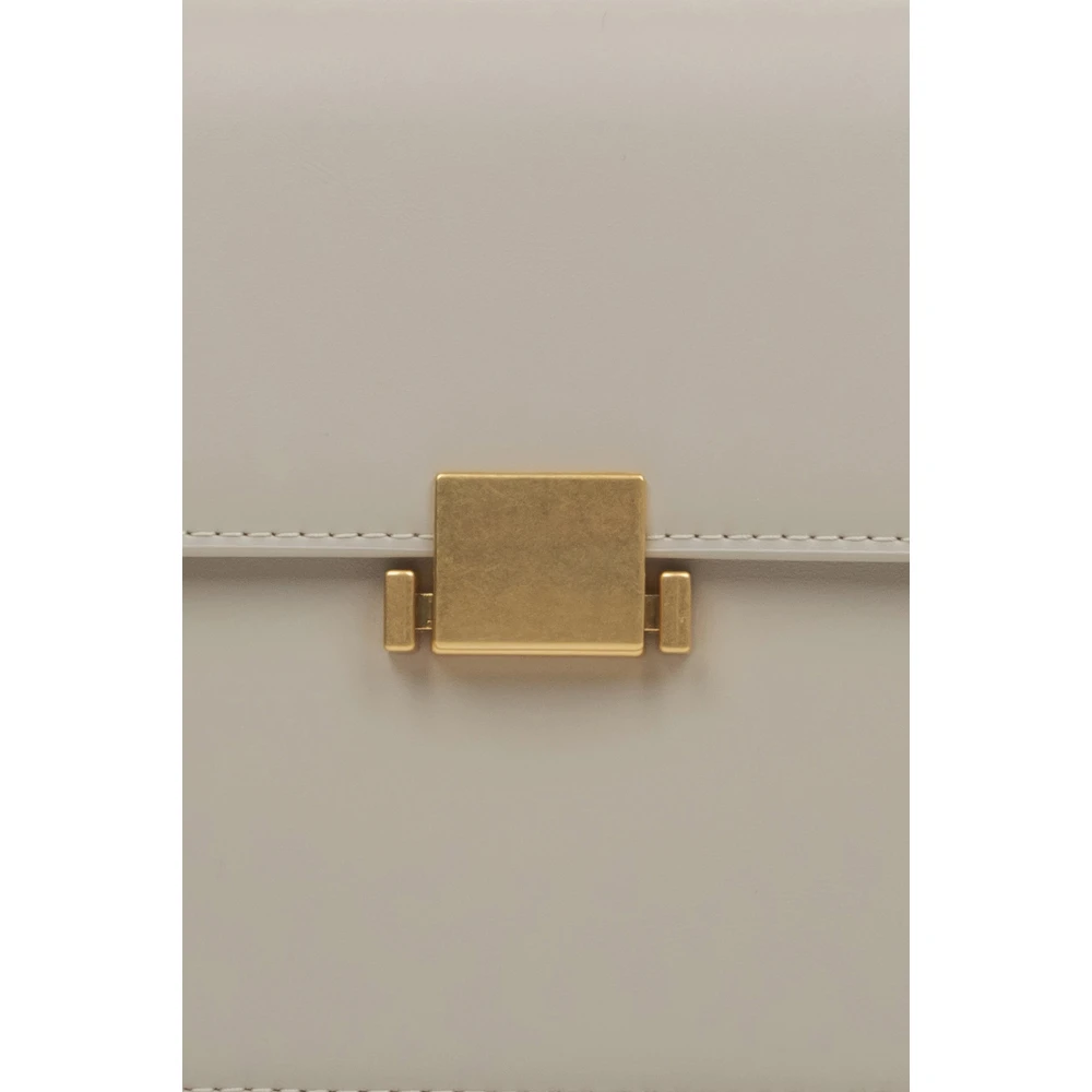 Estro Dames Melkachtig-Beige Leren Schoudertas met Gouden Hardware Er00115678 Beige Dames