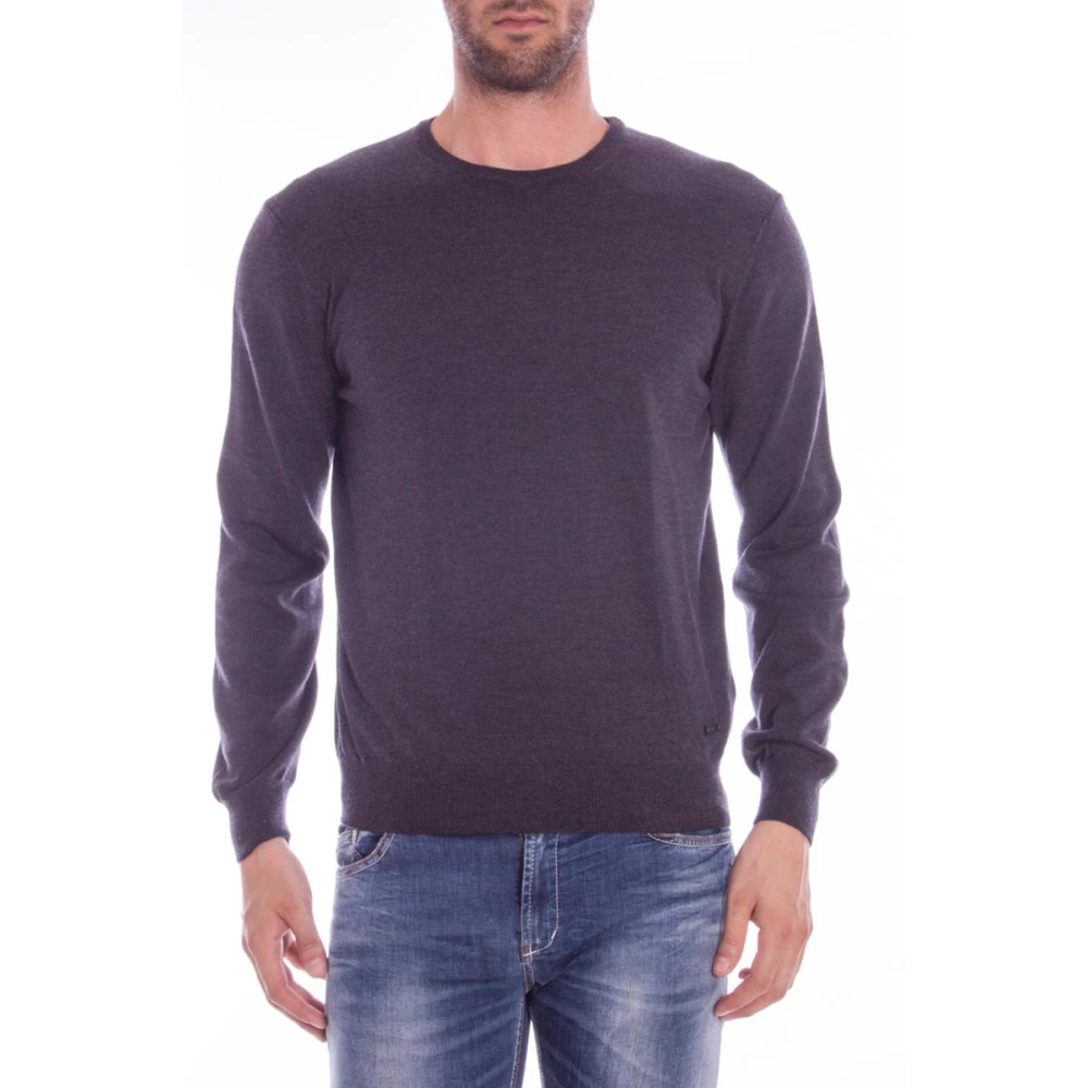 Armani Men's Purple Round-Neck Knitwear, M, Jumper Pullover