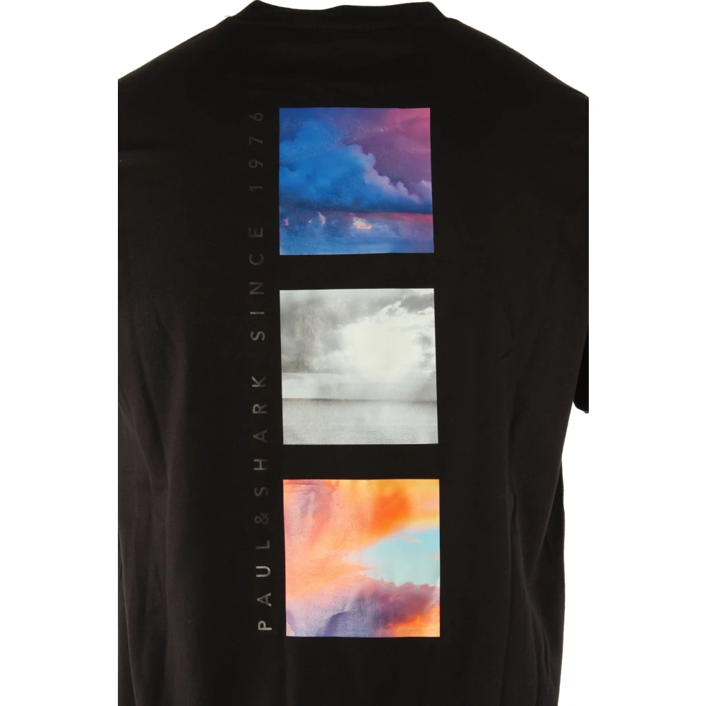 PAUL & SHARK Klassieke Zwarte Tee met Iconisch Logo Black Heren