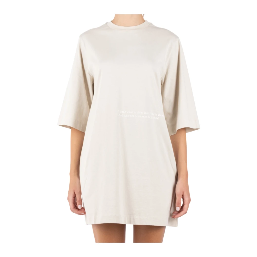 MM6 Maison Margiela Katoenen Jurk in Krijtkleur White Dames