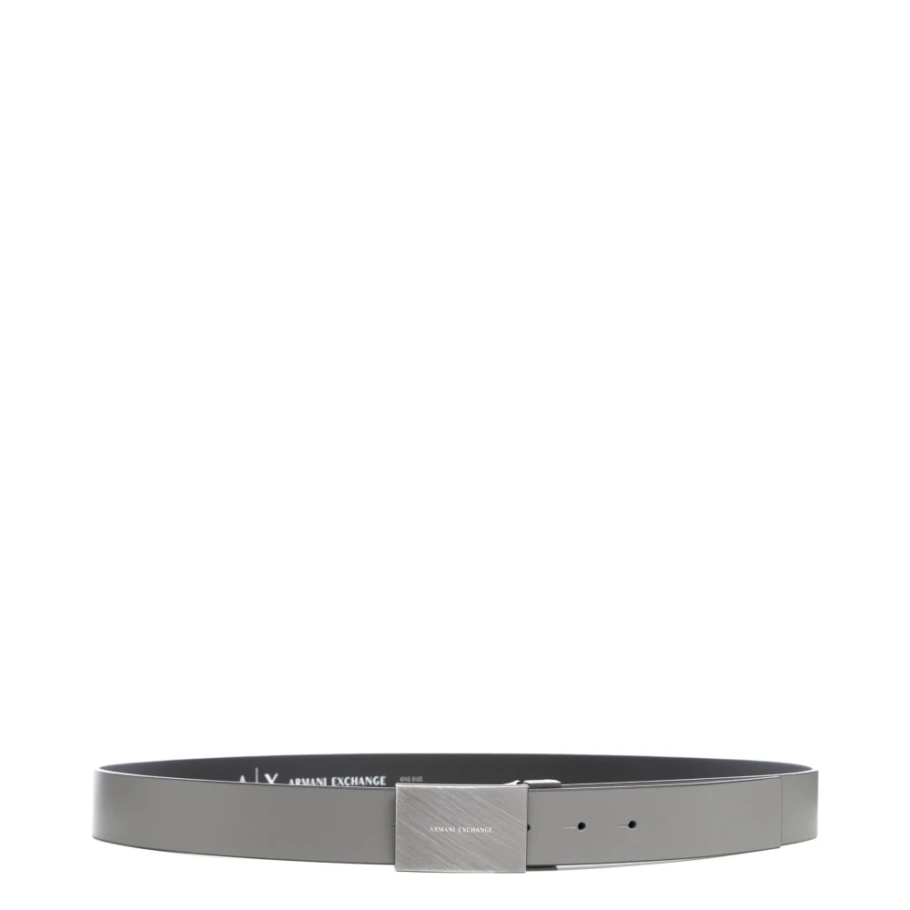 Armani Exchange Effen Gesp Riem met Logo Detail Gray Heren