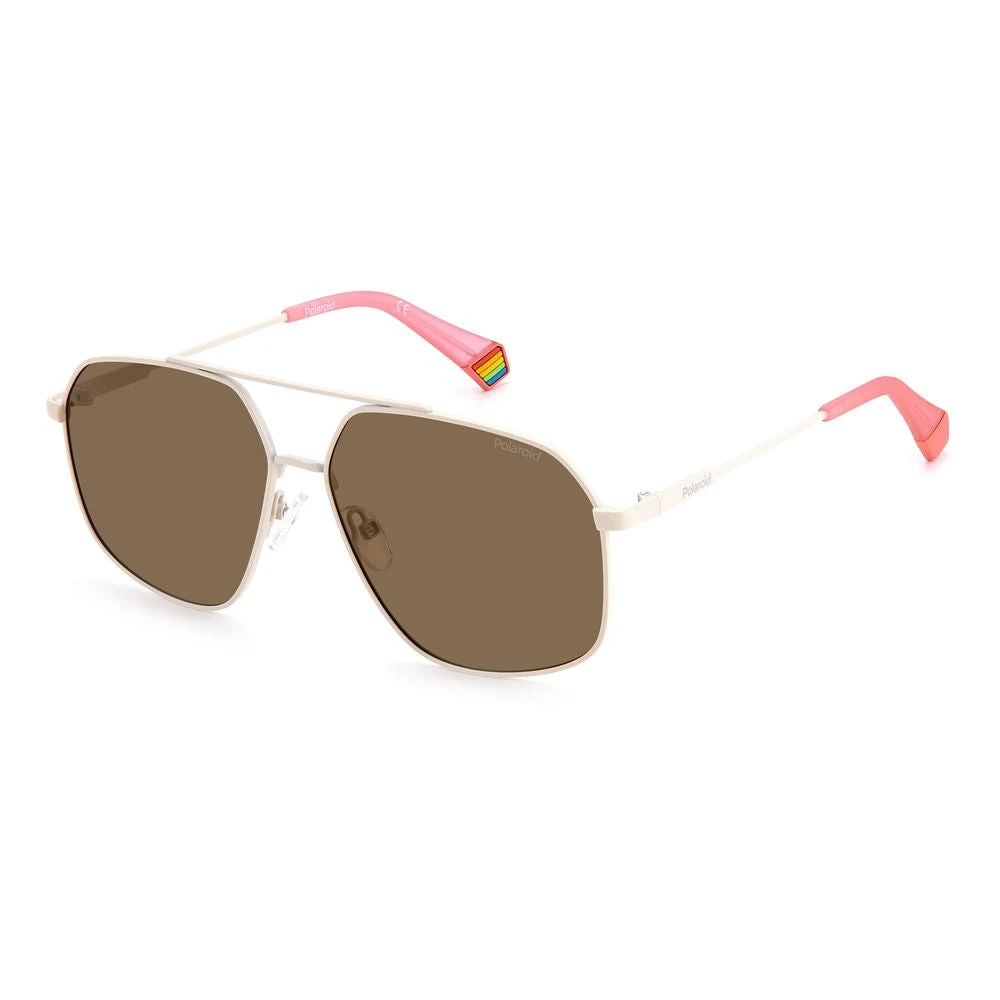 Polaroid Unisex Beige Stainless Steel Sunglasses