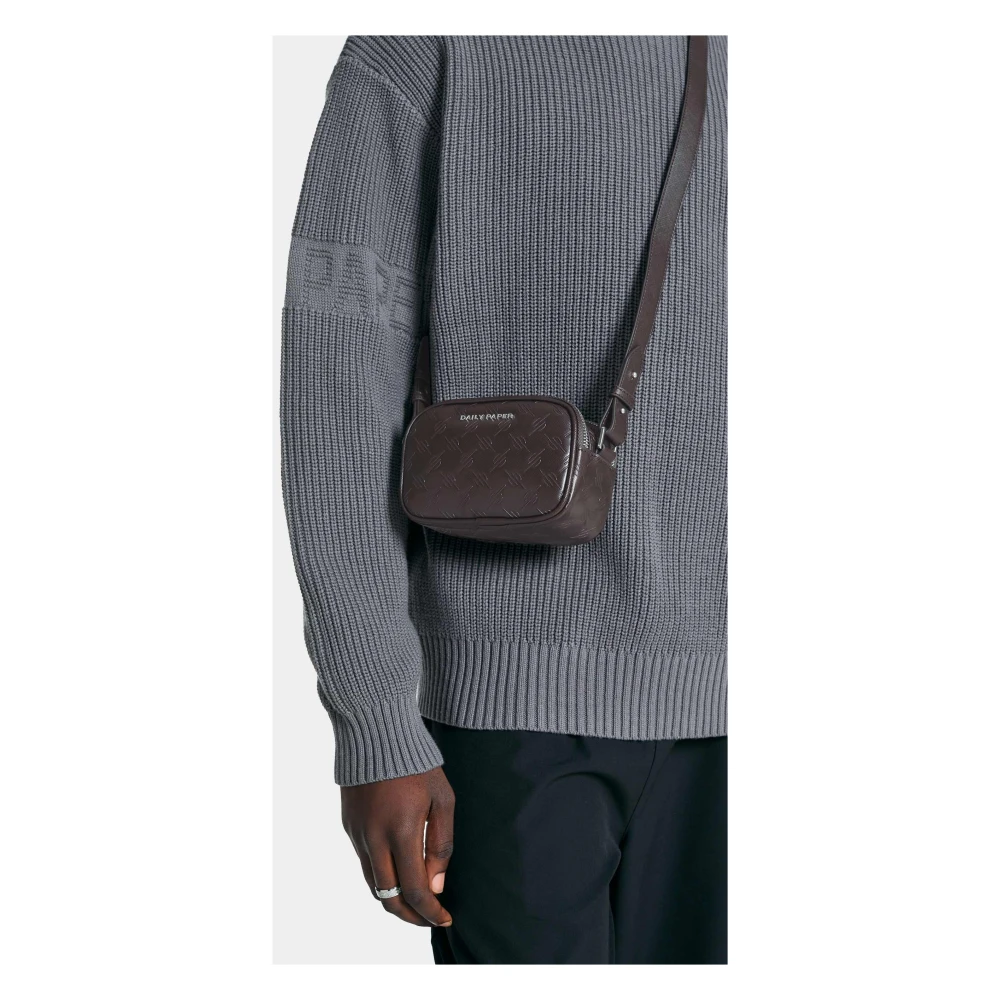 Daily Paper Monogram Saffiano Handtas met Verstelbare Band Brown Heren