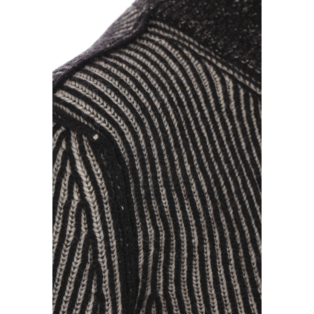 MM6 Maison Margiela Geribbelde Cardigan Trui Zwart Beige Gray Dames