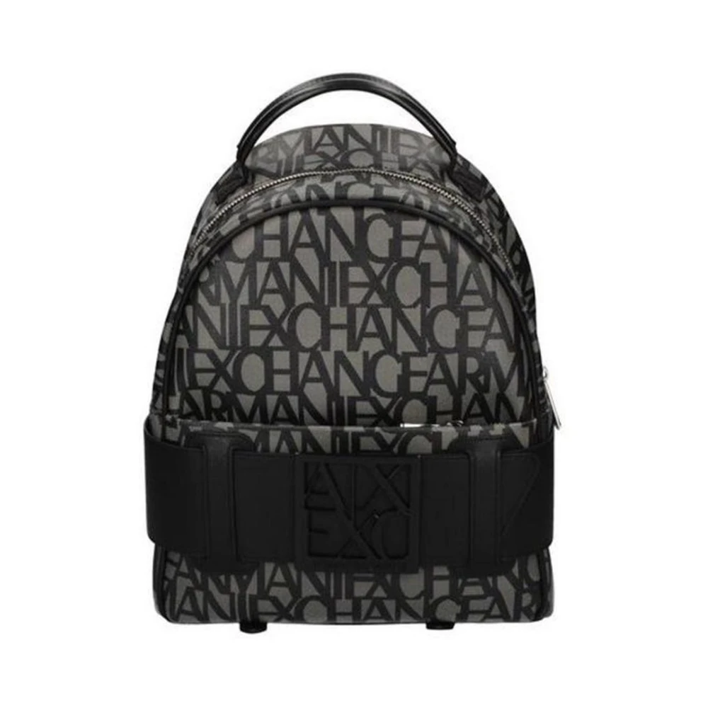 Armani Exchange Katoenen Rugzak met Meerdere Compartimenten Black Dames