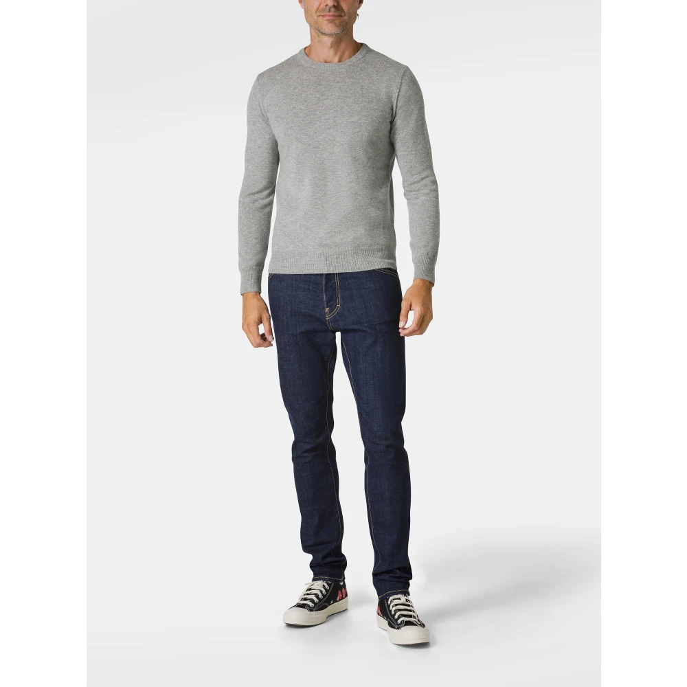 Kangra Grijze Wol Kasjmier Trui Aw24 Gray Heren