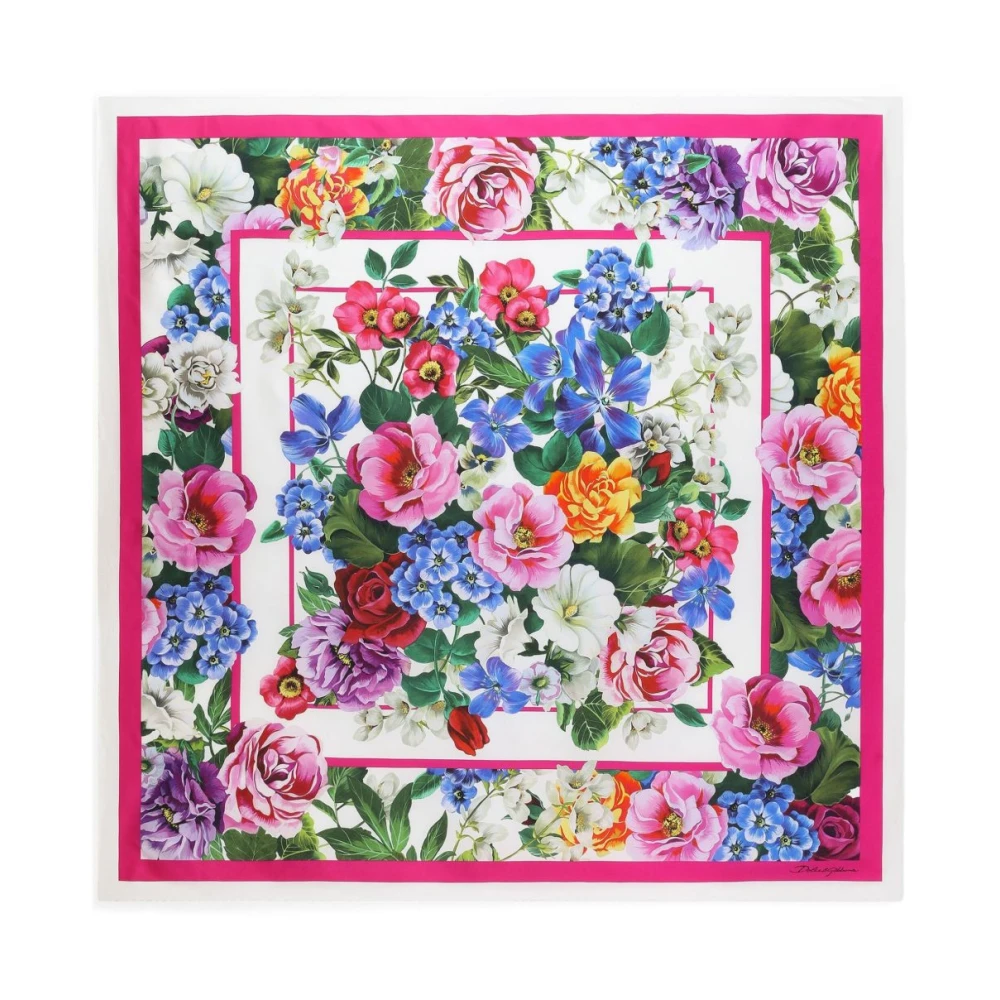 Dolce & Gabbana Witte Sjaal met Roze Logodetails Multicolor Dames