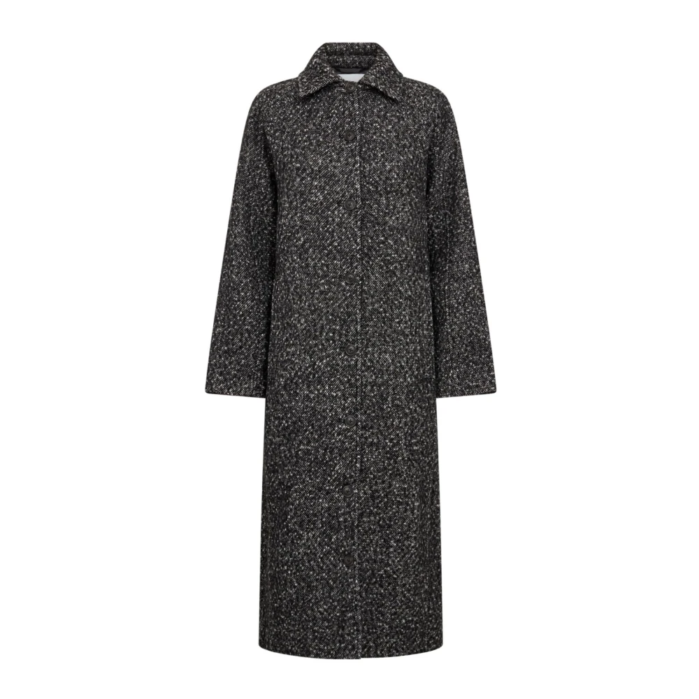 Levete Room Zwart Combi Wollen Jas Black Dames